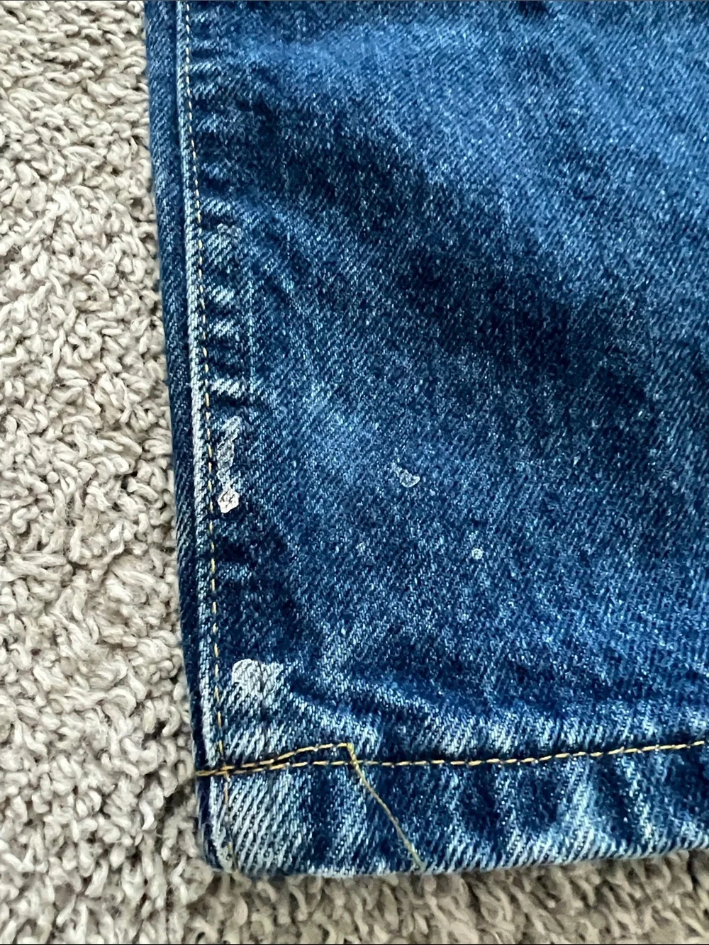 Lee Men's Bootcut Jeans in Dark Blue Wash with Worn Hem - Size 38